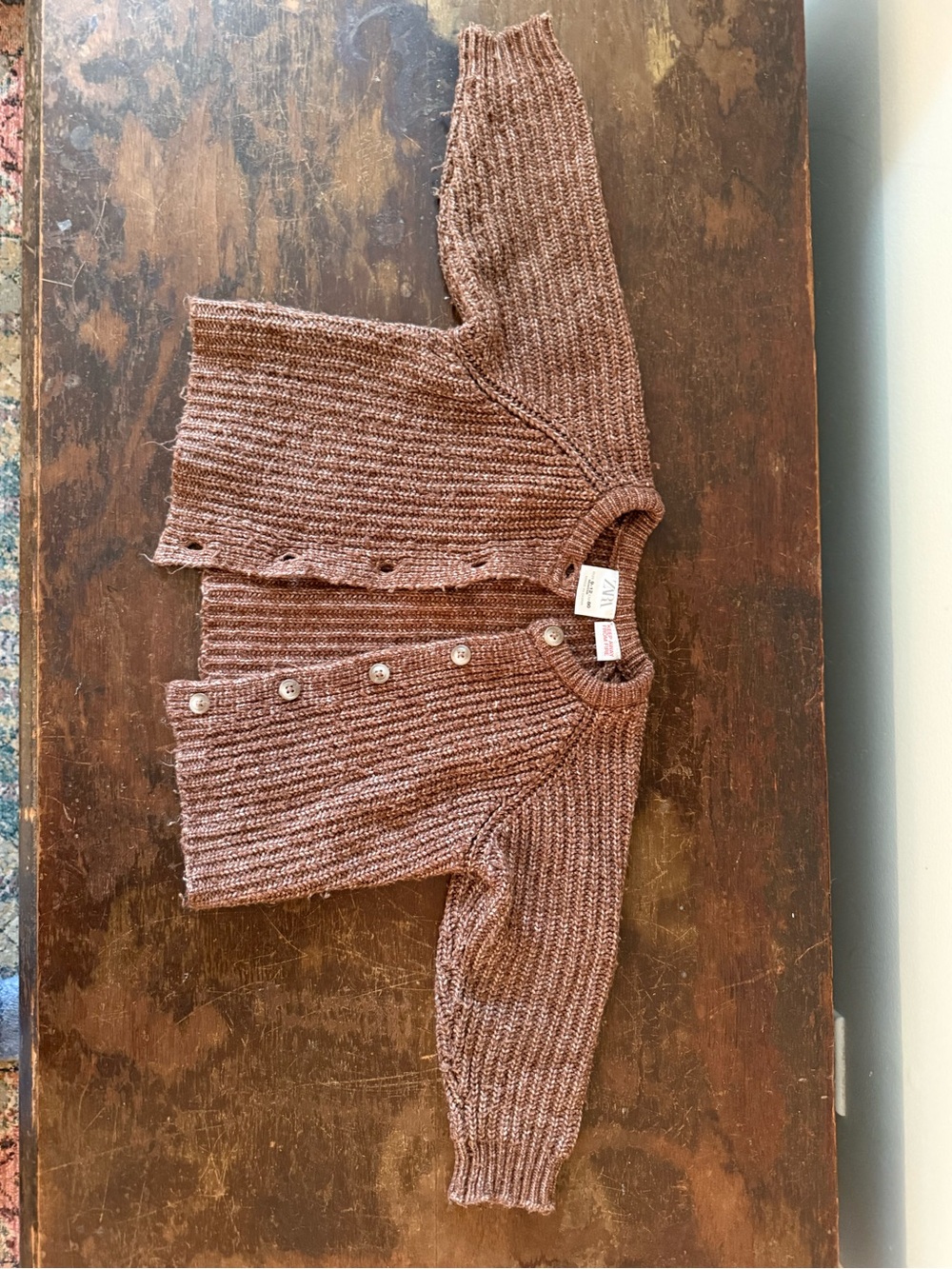 Zara Brown Ribbed Button-Up Baby Cardigan